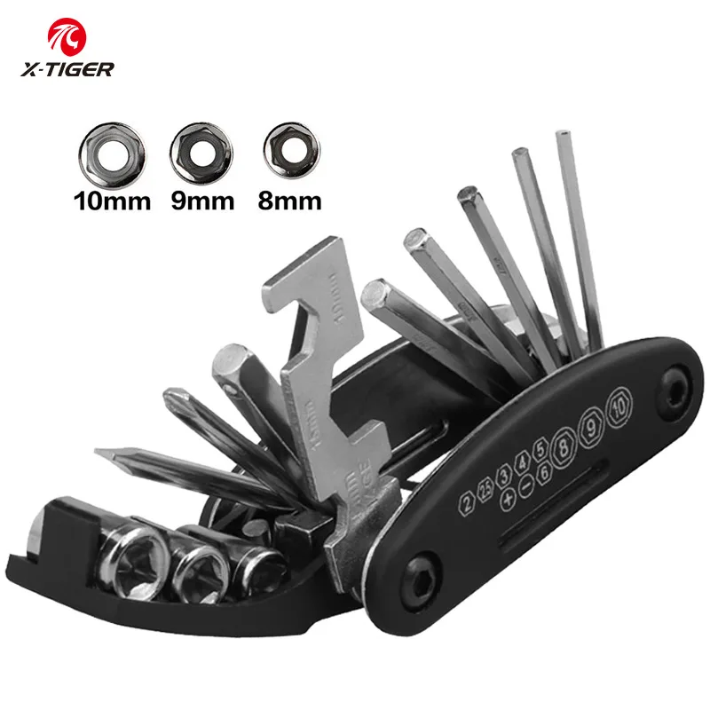 

X-TIGER Bicycle Repair Tool 16 In 1 Multifunction MTB Bike Repair Tool Hex Spoke Wrench Cycling Screwdriver Tool