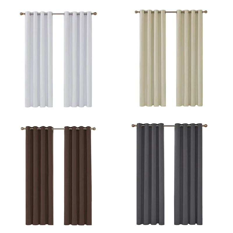 

HOT Set Of 2 Blackout Curtains, Thermal Curtains, Opaque Curtains Room Curtain With Eyelets,96X52in (H X W)