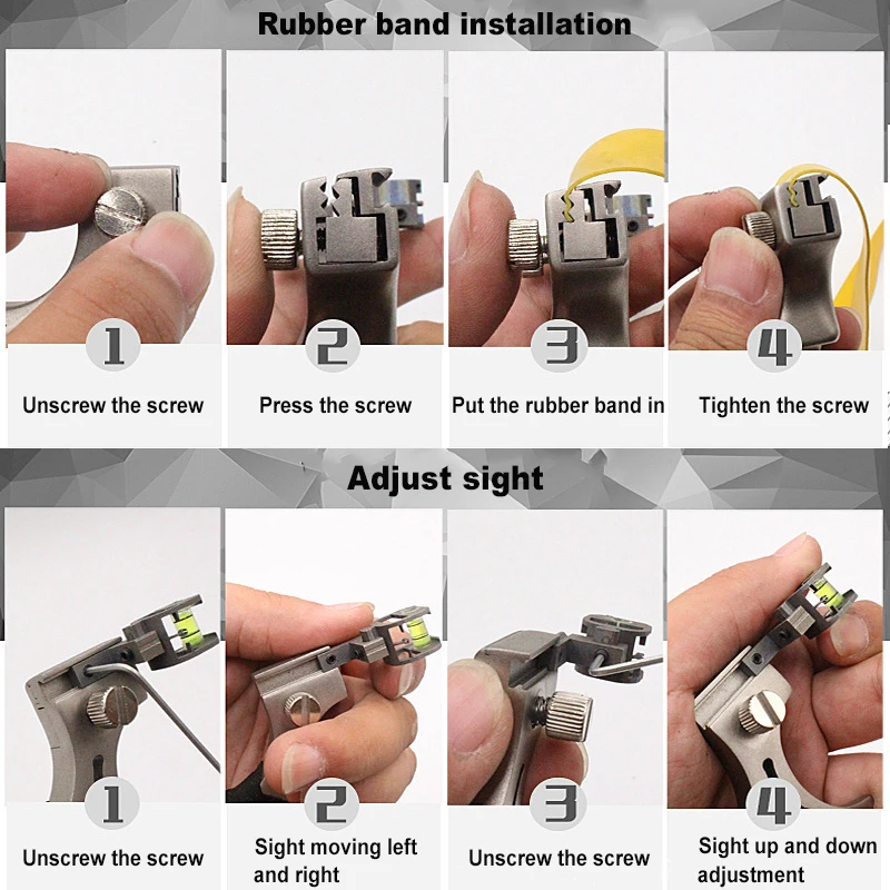 Рогатка из нержавеющей стали 98k с плоской резиновой лентой Встроенная