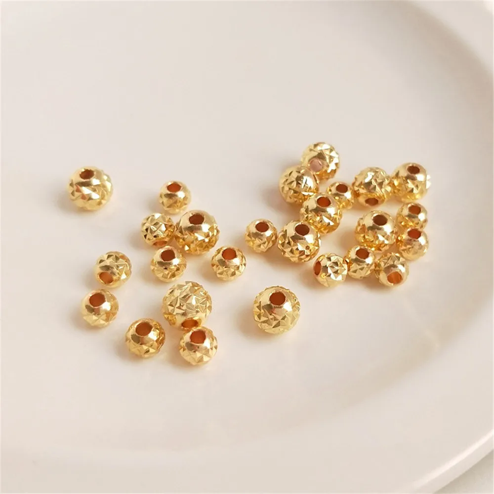 

14K Gold Filled Plated Pineapple bead diamond cut bead round bead DIY bracelet necklace loose bead accessories