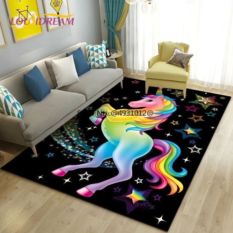 

2023 3D Cartoon Unicorn Area Rug Carpet for Living Room Bedroom Sofa Doormat Kitchen Decoration Kid Play Anti-slip Floor Mat