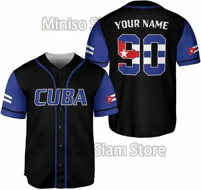 Бейсбольный трикотаж с значком флага Кубы на заказ мужской повседневный