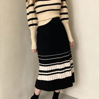 2021 autumn winter knitting skirt high waist long pencil skirt women knitted casual vintage maxi skirt vintage warm thick midi