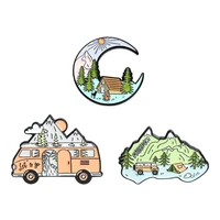 new touring car mountain brooch simple river pine hut paint alloy brooch badge lapel pins