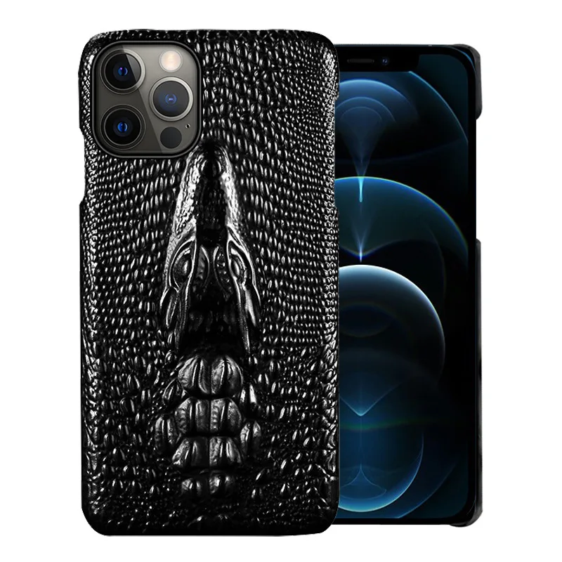 

Hot New Genuine Leather Luxury 3d Dragon Head Phone Case For Iphone 14 13 12 11 Pro Max Plus Cover For Iphone Xr X Xs Max Cases