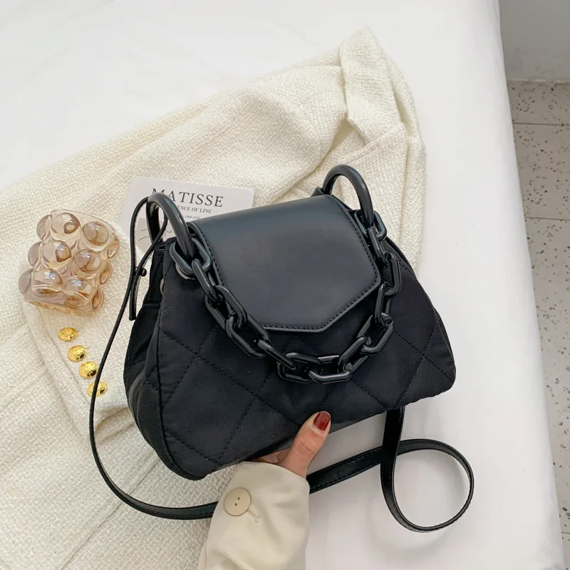 

Down Cotton Jacket Bag Women's Bag 2021 Winter New Wild Chain One Shoulder Messenger Bag Fashion Diamond Small Square Bag