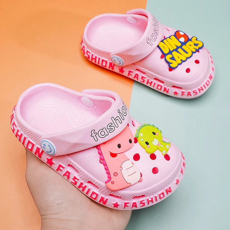 Шлепанцы с динозавром для мальчиков и девочек дышащие сандалии сада пляжа тапки