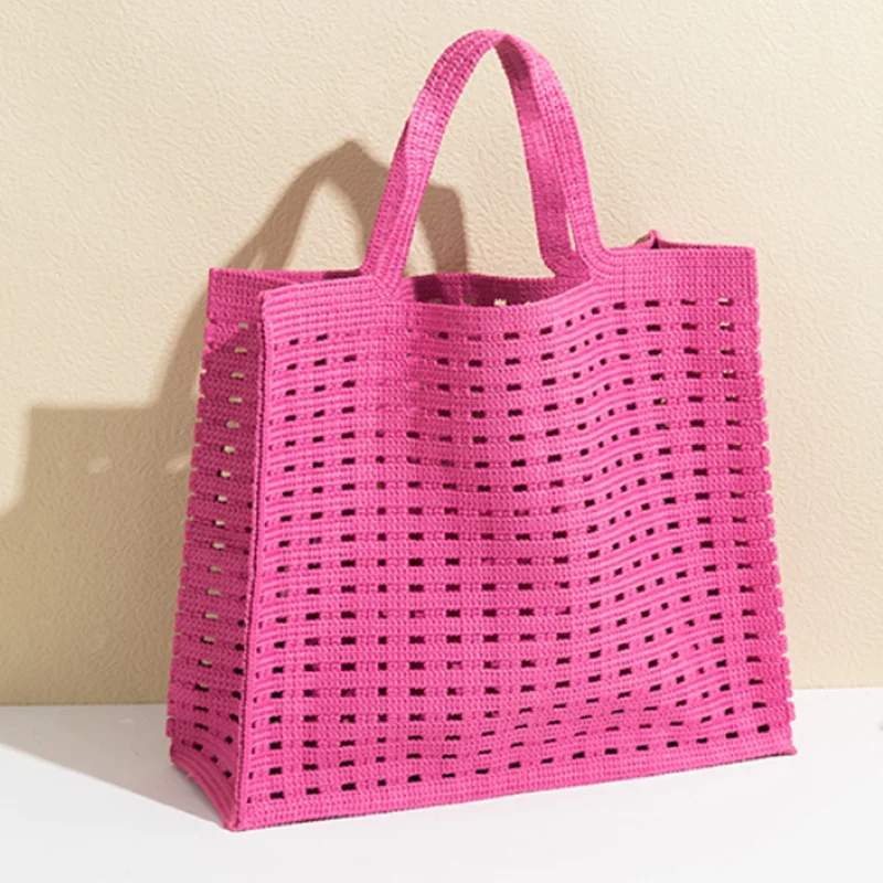 

Повседневная плетеная большая сумка-тоут, вязаные крючком женские сумки ручной работы, плетеная женская сумка 2022, летние пляжные сумки, бол...