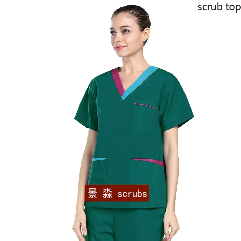 

Женская медицинская одежда, размер штекера, униформа медсестры, цветная Блокировка, V-образный вырез, скраб-топ, ветеринарная одежда с корот...