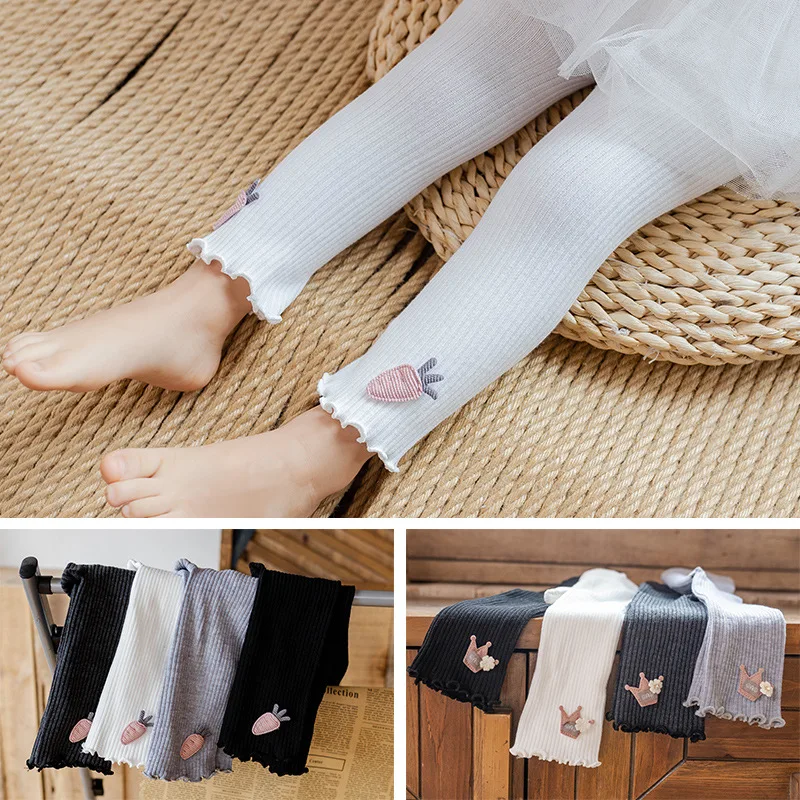 

Pants Pants Cotton Newborn Kids Trousers 0-4 Embroidery Girls Crown Baby Children Leggings Years Warm