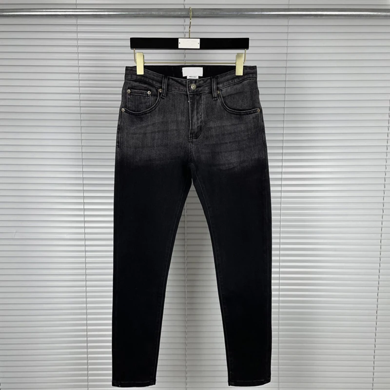 

TB THOM New Korea Jeans Men Four Seasons Jeans Casual Straight Regular Stretch Denim Trousers Striped Fashion Brand Men's Jeans
