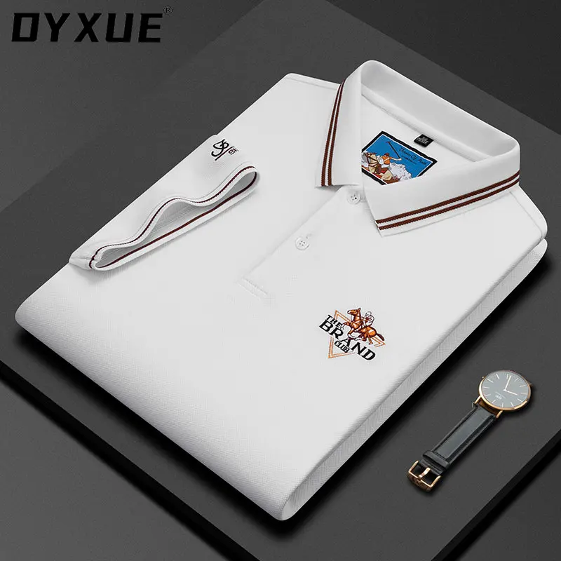 

DYXUE Men's Shirts Short Sleeve Polo Shirt Summer 100%Cotton New Lapel Cool Fashion Casual High-quality Embroidery Tops Tees