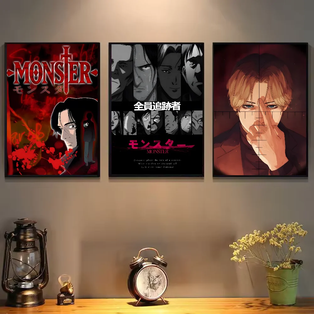 Фото N-Naoki Urasawa S Monster аниме постер HD искусство липкая стена водонепроницаемый дом гостиная спальня бар эстетическое украшение №3