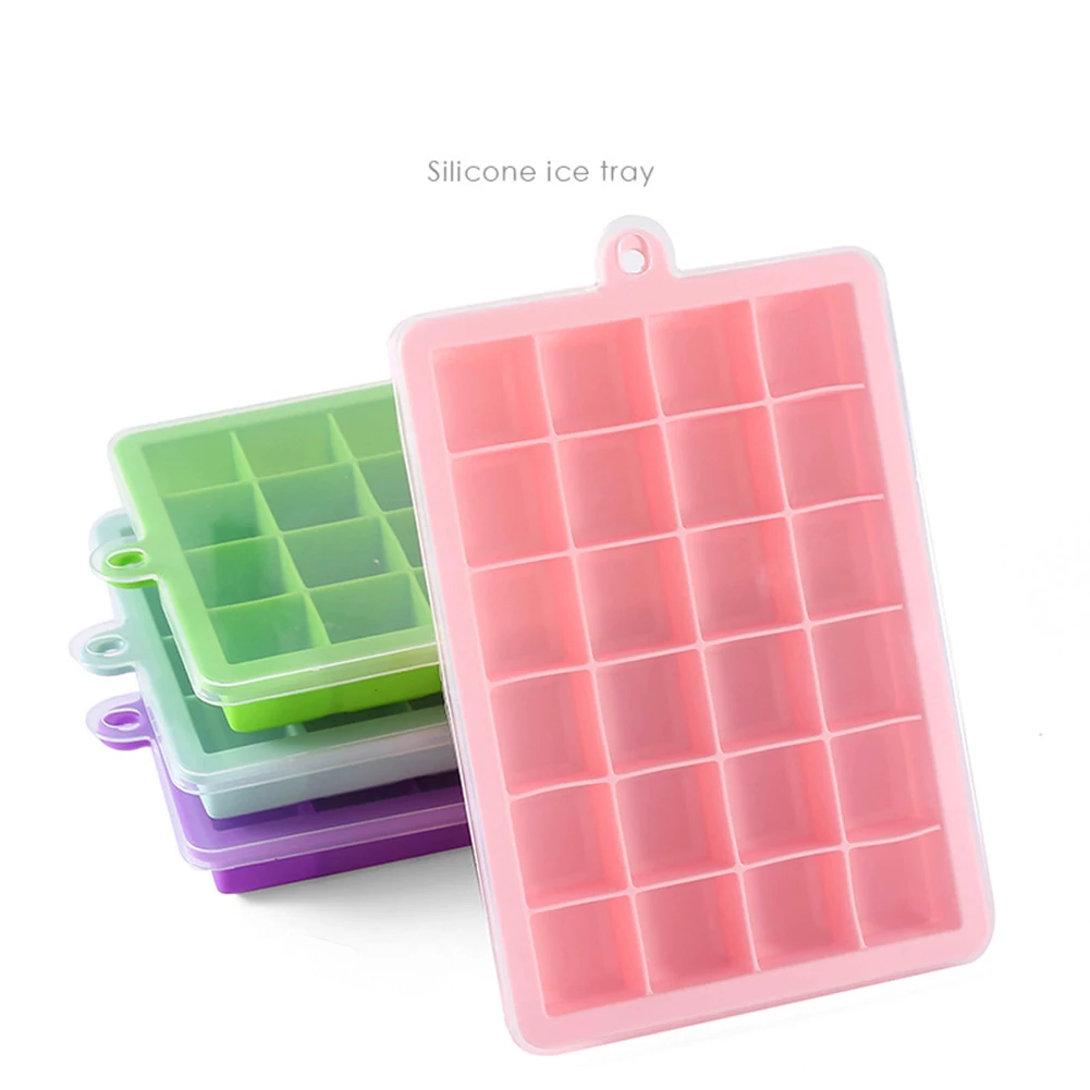 

24 Silicone Ice Cube Tray with Lid Ice Cube Mold Food Grade Silicone Whiskey Cocktail Drink Chocolate Ice Cream Maker Party Bar