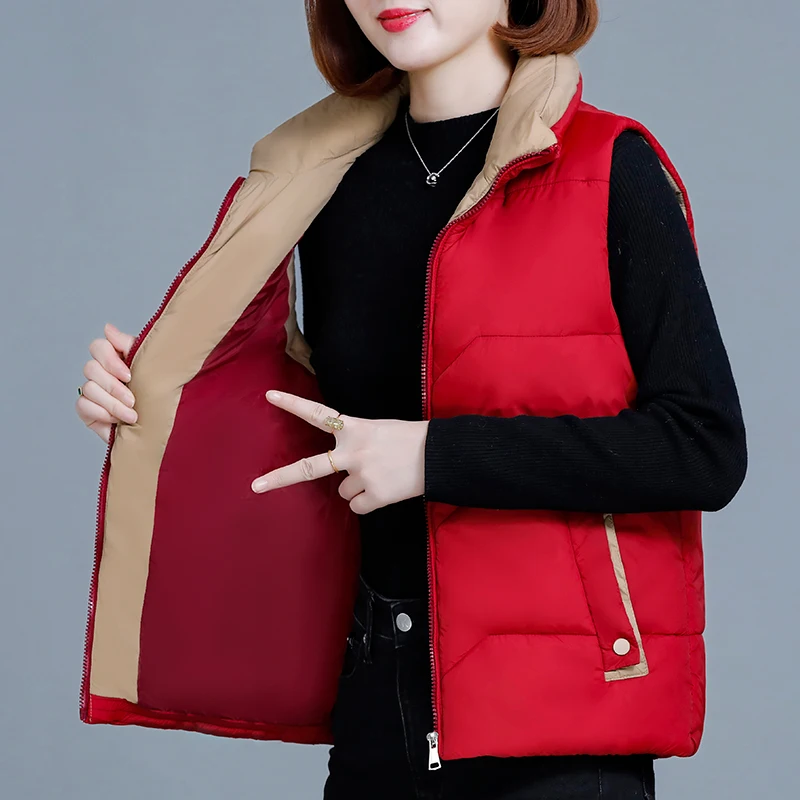 Женский Утолщенный Теплый Пуховый Жилет С Воротником-стойкой И