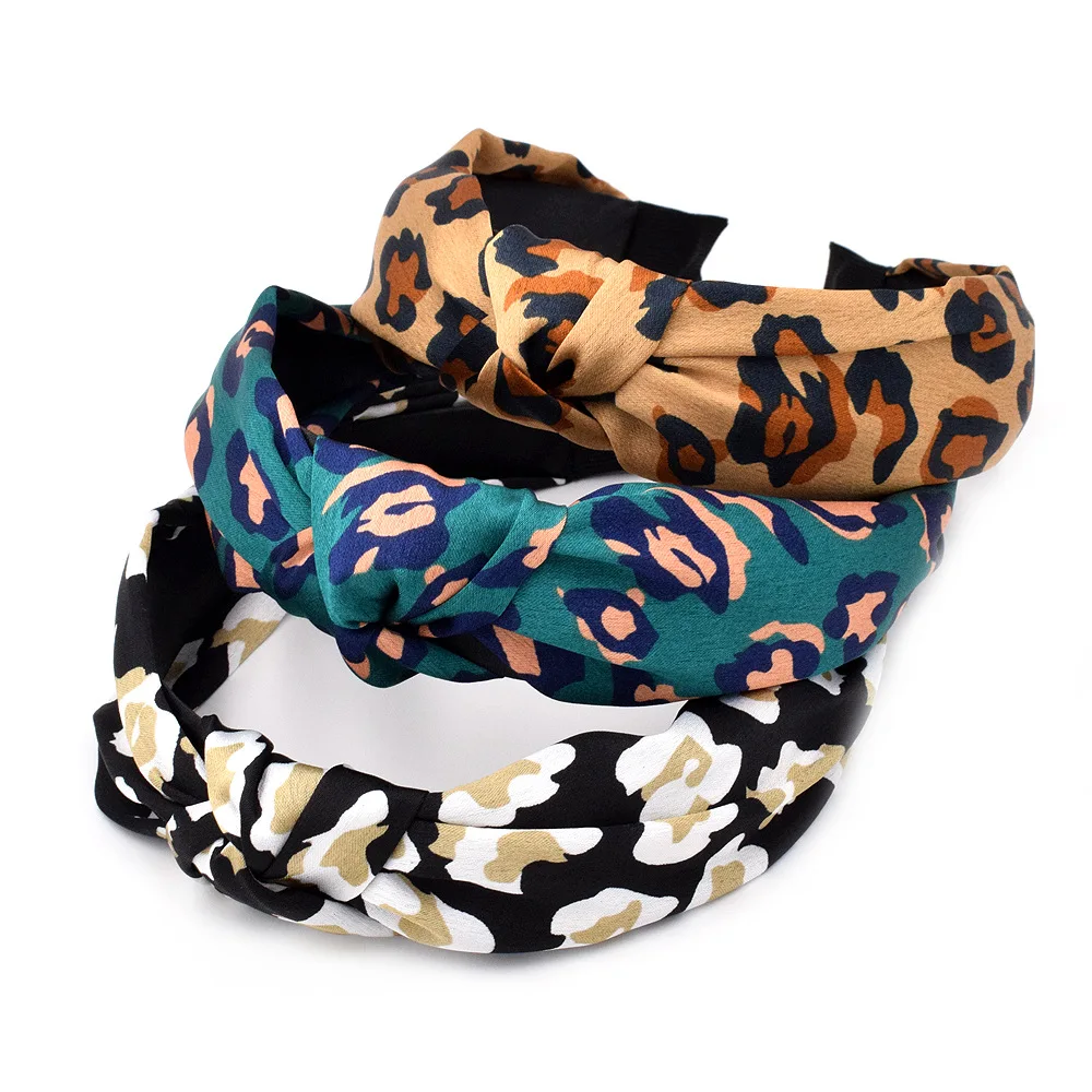 

Cute Colorful Leopard Wide Edge Cross Hairband Vintage Fabric Headband for Women Hair Accessories Jewelry