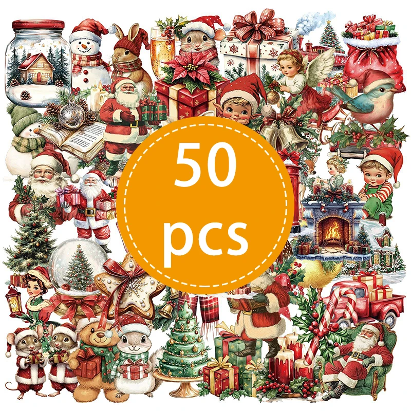 

50 шт. прозрачные наклейки с Рождеством YANWEIBAN