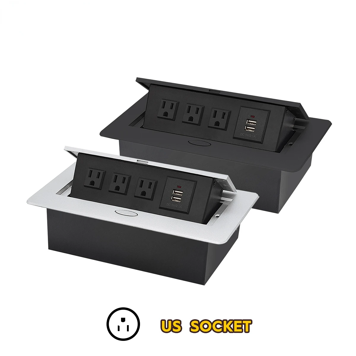 Полностью алюминиевая панель стандарта США настольная розетка скрытого типа