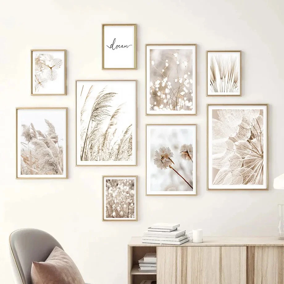 Тростник пампасная трава художественный постер Одуванчик цветок пейзаж сено