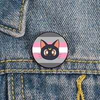 demigirl pride sailor meow pin custom funny brooches shirt lapel bag cute badge cartoon enamel pins for lover girl friends