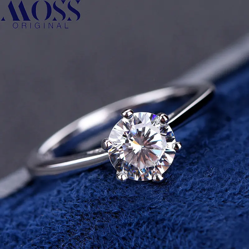 

100% Real Moissanite Engagement Rings Platinum Plating Sterling Silver 1CT 2CT 3CT Diamond Wedding Rings Classic 6 Prong Ring