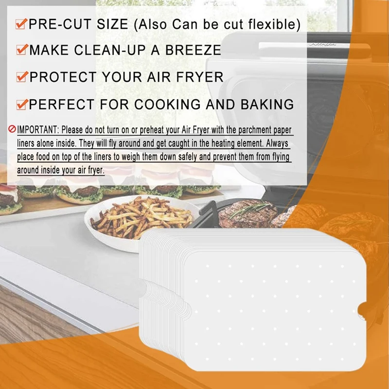 150 Pcs Air Fryer Parchment Paper Liners, Air Fryer Liners Square For Ninja Foodi FG551 Smart XL 6-In-1 Indoor Grill images - 6