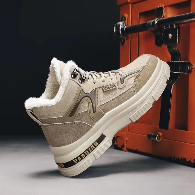 Зимние мужские ботинки. Плюшевые теплые зимние Уличные нескользящие ботинки на