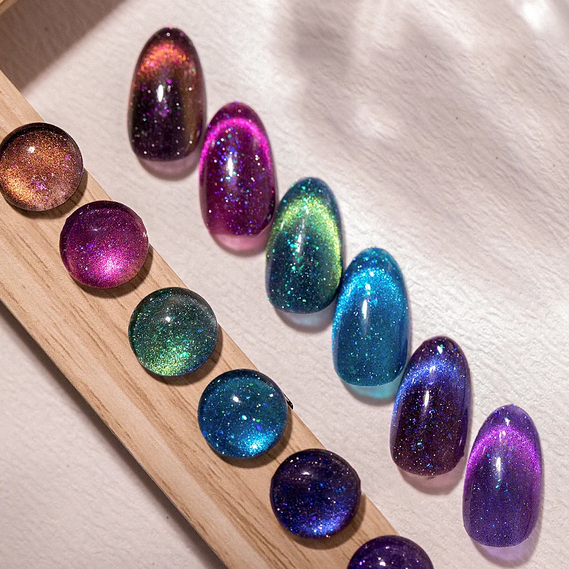 8colors/lot Cat Eye Nail Gel Polish Broken Diamond Glitter Shining Galaxy UV Magnetic Gel Varnish Cat Eyes for Nail Art