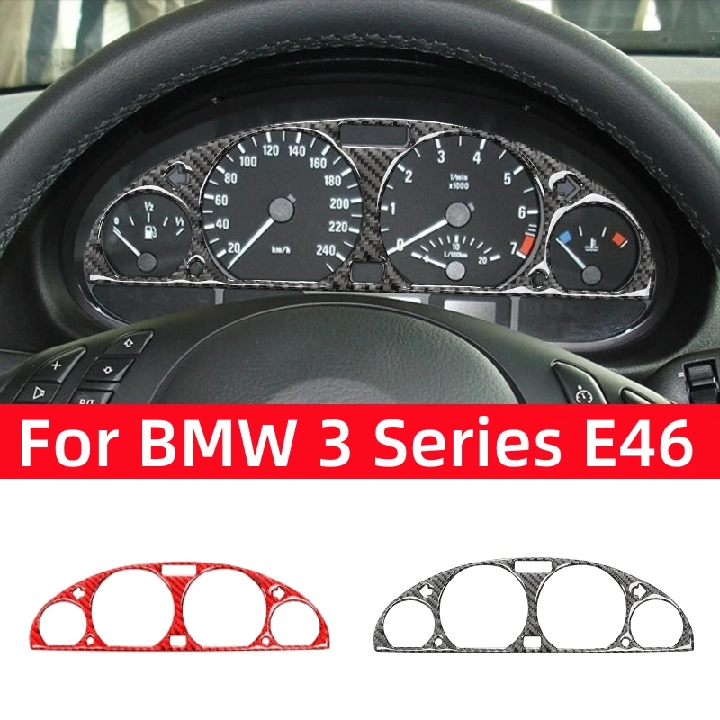 

For BMW 3 Series E46 M3 1999-2004 Accessories Carbon Fiber Interior Car Speedometer Surround Decor Frame Trim Cover Stickers