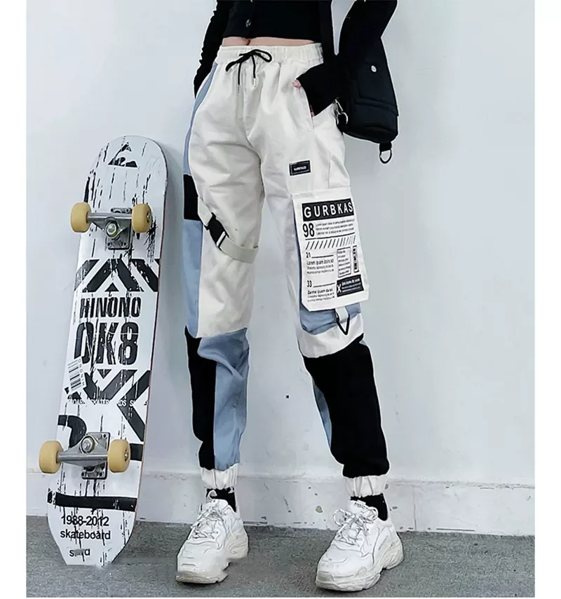 

2023New High Waist Loose Cargo Pants Streetwear Hip Hop Vintage Straight Pants Harajuku Straight Trousers Female