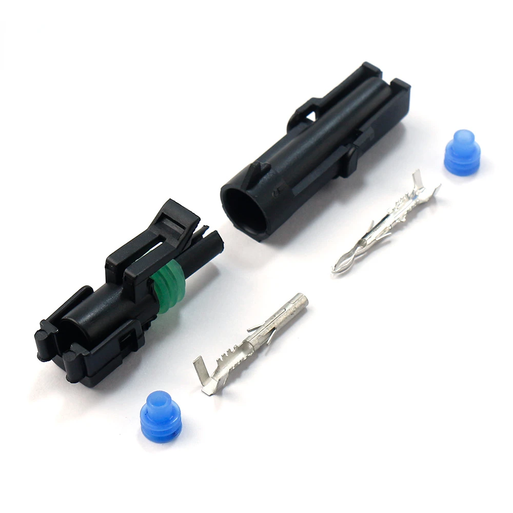 

1 Set 1P Auto Waterproof Connector Weather Pack 2.5 Series Weatherpack Electrical Wire Cable 1 Pin Way Plug 18-14 GA