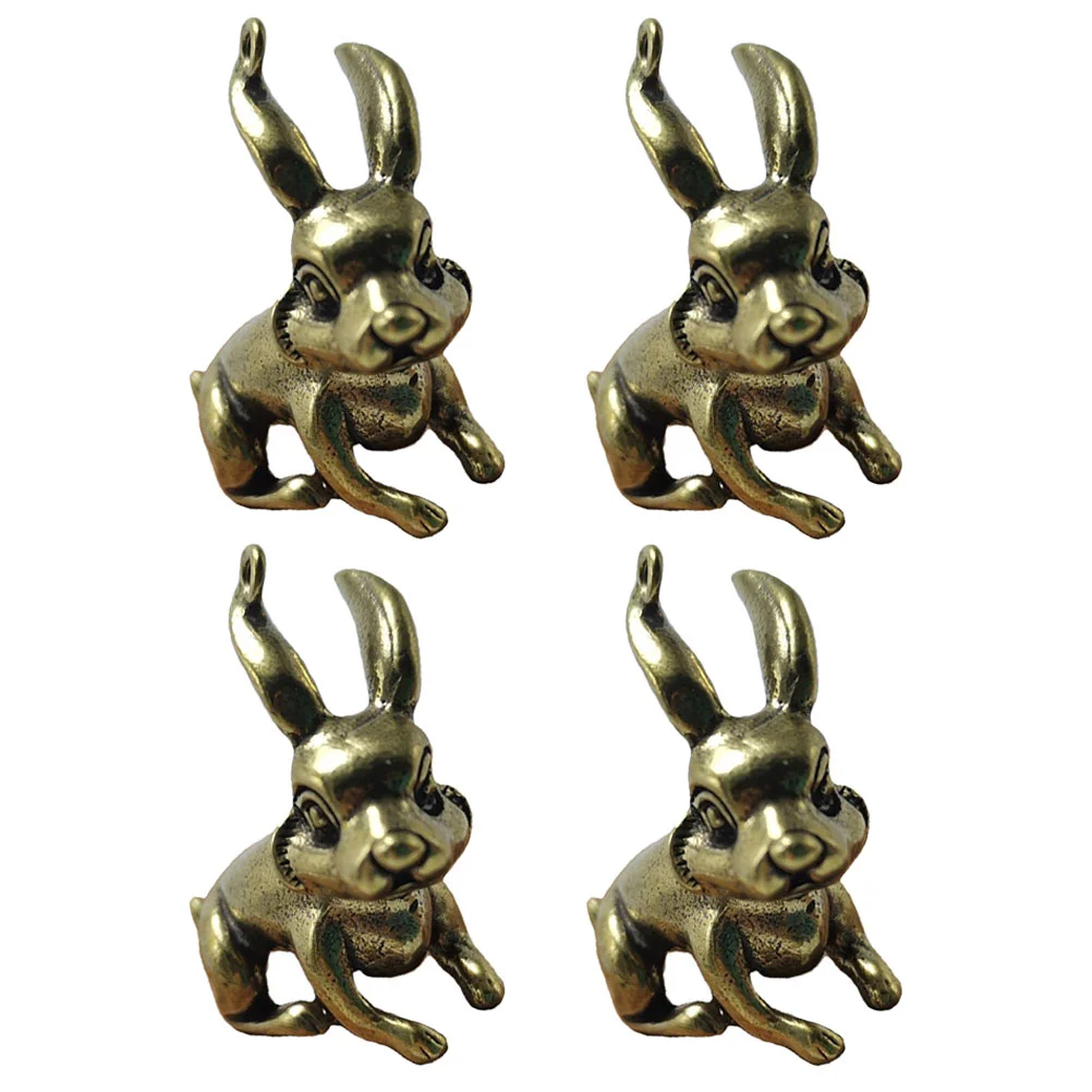 

Rabbit Brass Hanging Ornaments Ornament Crafts Decor Desktop Key Household Charm Keychain Charms Retro Pendants Bunny Style