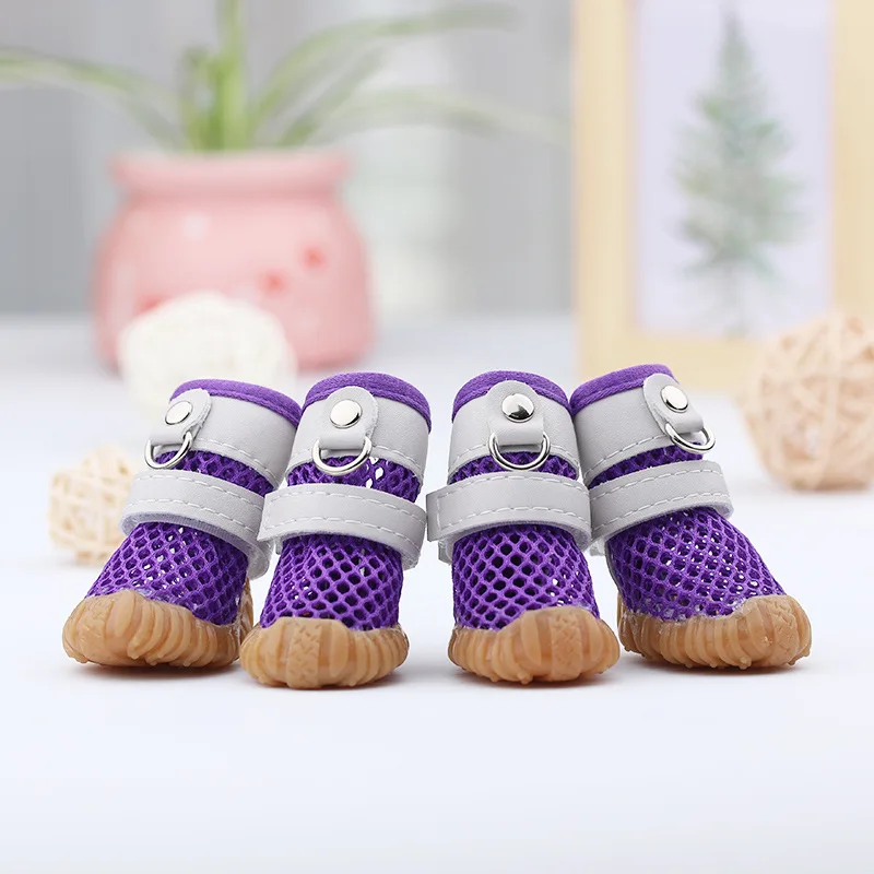 Summer Shoes For Dogs Socks Breathable Mesh Cats Anti-Slip Chihuahua York Pet Boots Sandals Shoe Soft-soled Candy Colors