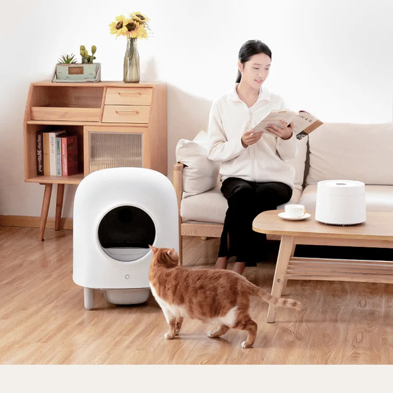 

Automatic Smart Cat Litter Box Self Cleaning Bedpan with APP Remote Control Ozone Deodorization and Date Monitor Pets Toilet