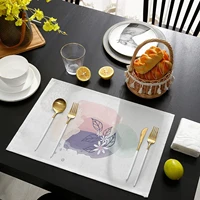 watercolor colorful floral place mats table mats washable simple flower abstract art cotton and linen placemats