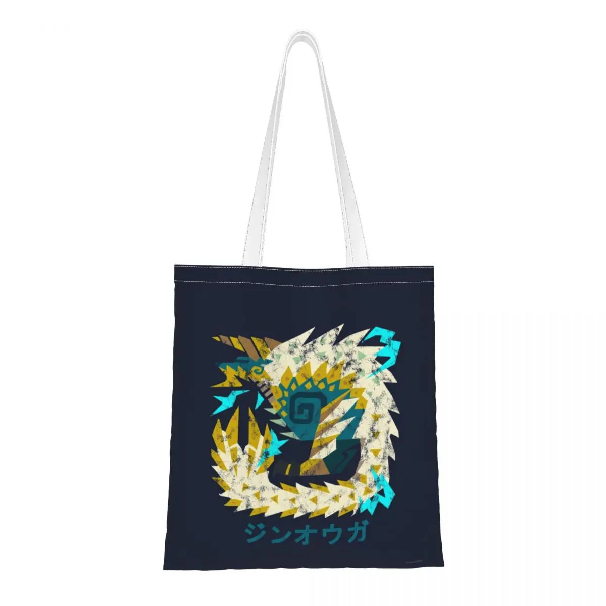 

Monster Hunter Iceborne Zinogre Kanji Icon Shoulder Bag Female Canvas Shopping Bag Game Risemonster High Capacity Canvas Tote
