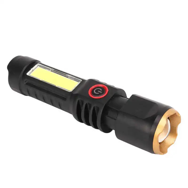 Camping Flashlight IPX4 Waterproof Outdoor Flashlight Black Gold Ring for Emergency