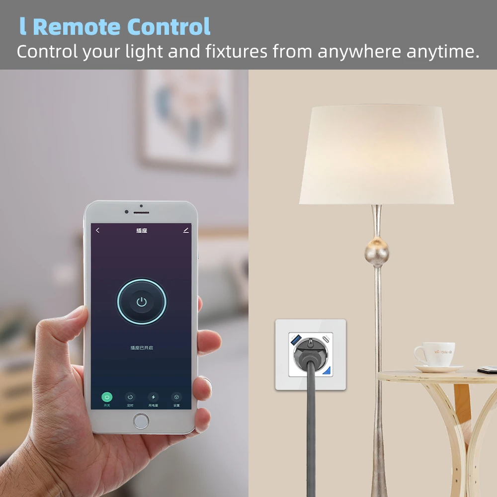 Фото Умная настенная розетка Alice Zigbee Tuya с двумя USB-портами, 20 Вт №2