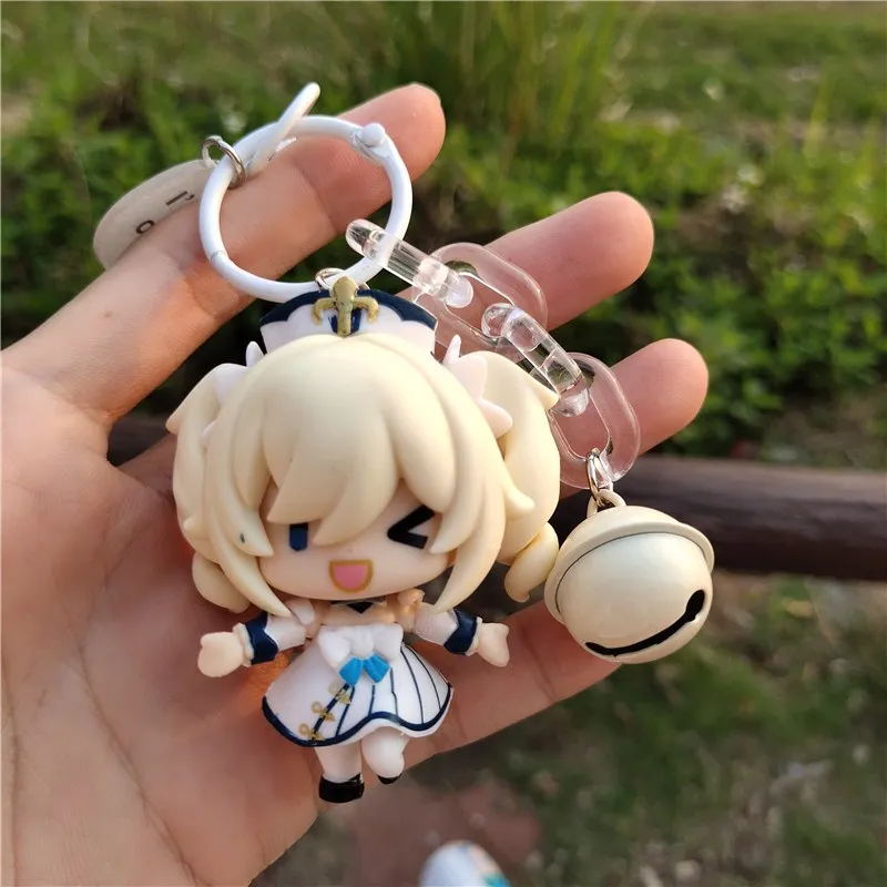 Genshin Impact ACG Game Klee Venti Diluc Kaeya Barbara Fischl Resin PVC Doll Bell Keychain Pendant images - 6