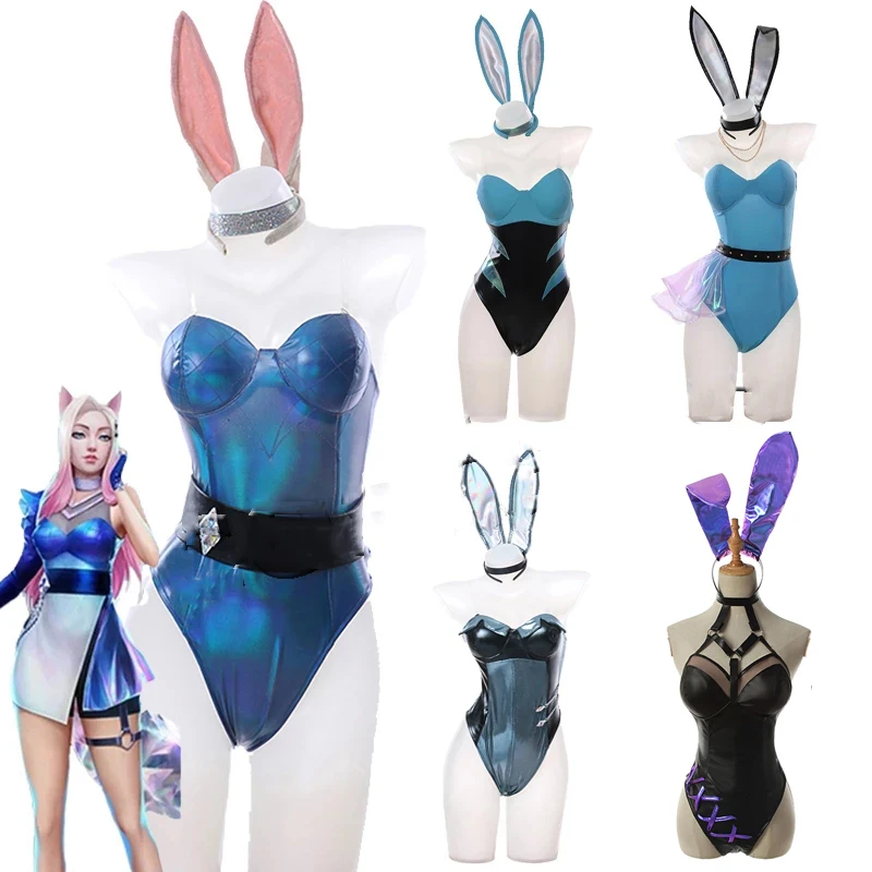 Костюм для косплея KDA Bunny Girl, костюмы Ahri/Evelynn/Akali/Seraphine с кроличьими ушками на Хэллоуин