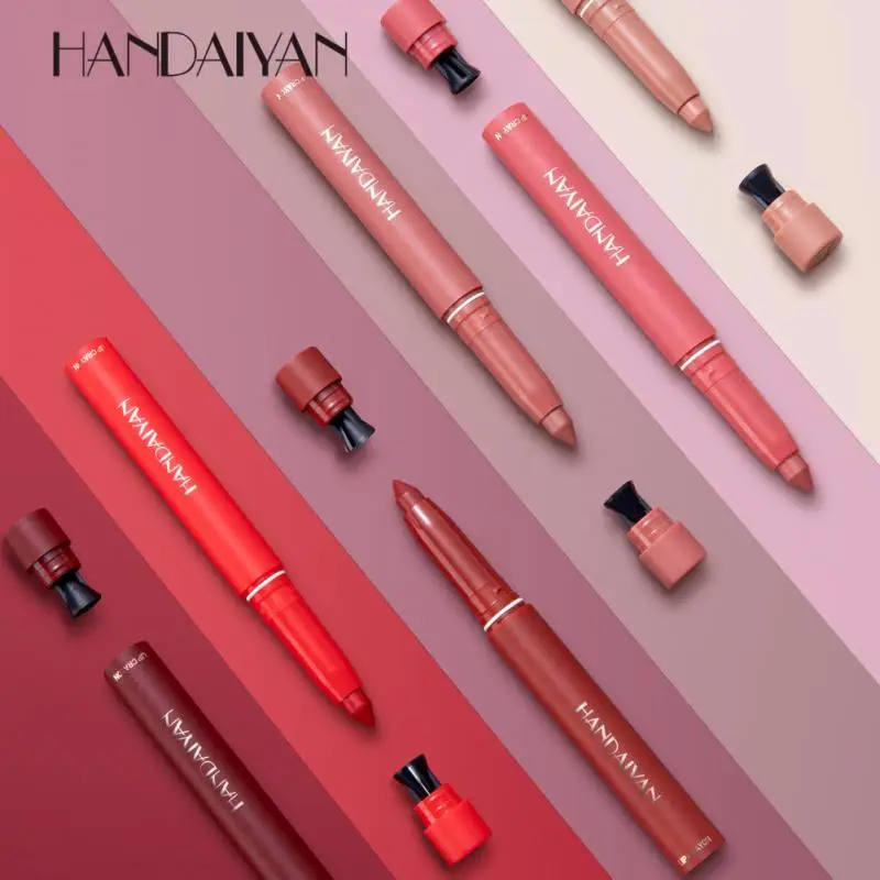 

Non-fading Easy To Use Dual-purpose Lip Liner Set Beauty Lipstick Pen Waterproof Trendy Brilliant Rotating Long-lasting Makeup
