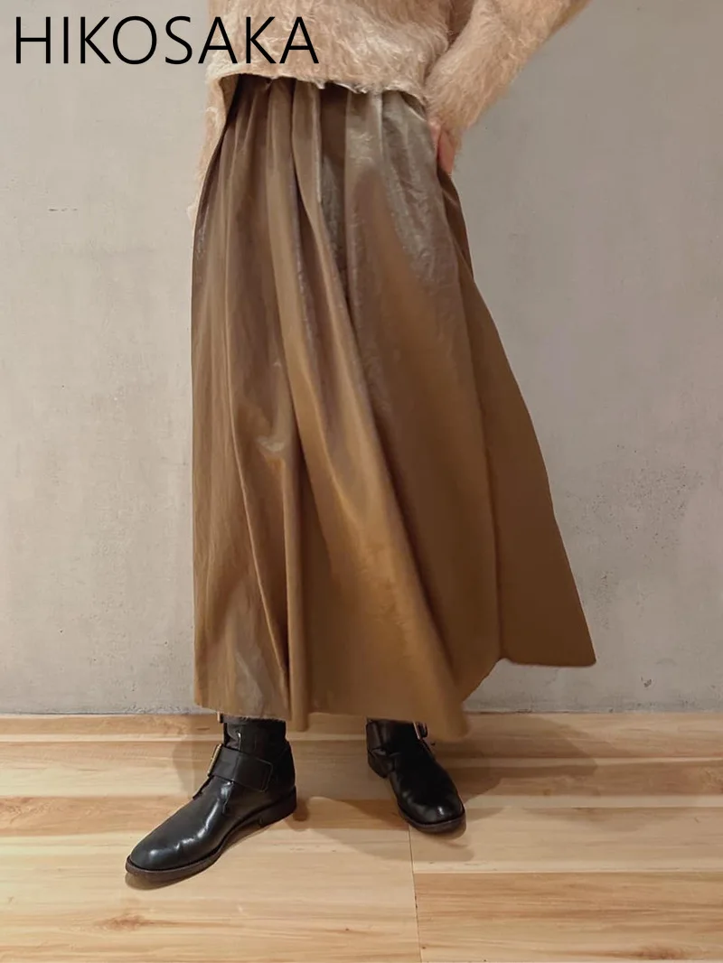 Юбка-трапеция Женская средней длины Повседневная Свободная однотонная