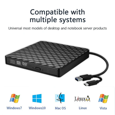 Внешний привод DVD-RW 2-в-1 USB3.0 Type C