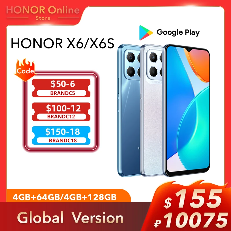 [HONORX6SALE] HONOR X6 X6S Smartphone 6.5 Inches Display 5000mAh Large Battery 50MP Triple Camera Supercharging Cellphone