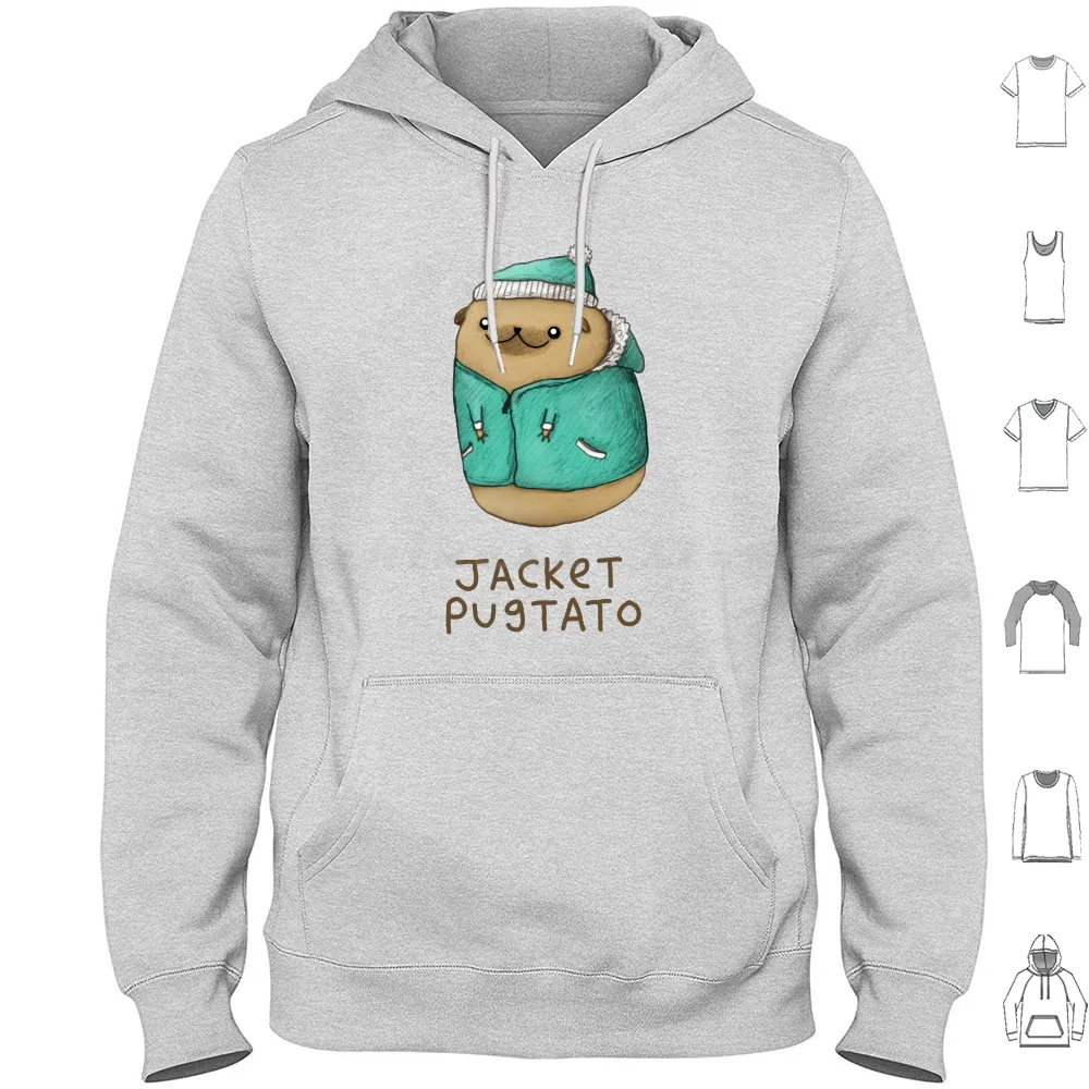 

Куртка с капюшоном, хлопковая с длинным рукавом, тату для картофеля, мопса, собаки, щенка