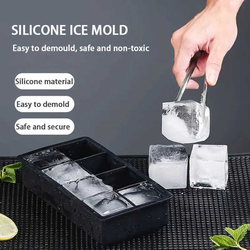 

4/6/15 Grid Food Grade Big Ice Tray Mold Box Large Silicone Cube Tray Mold DIY Round Square Ice Cube Maker Kitchen Accessories