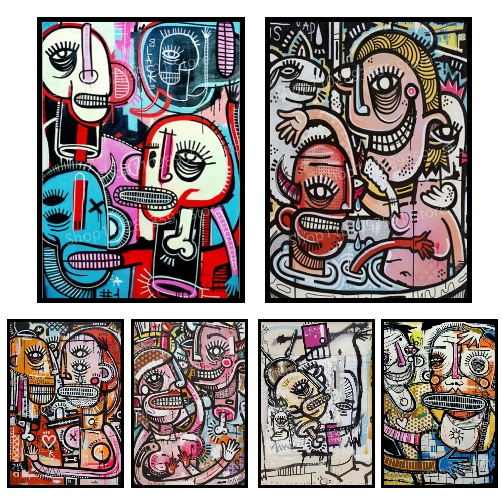 Художественный абстрактный постер с граффити в уличном стиле, бумажный принт для дома, гостиной, прихожей, бара, ресторана, кафе, художественное украшение