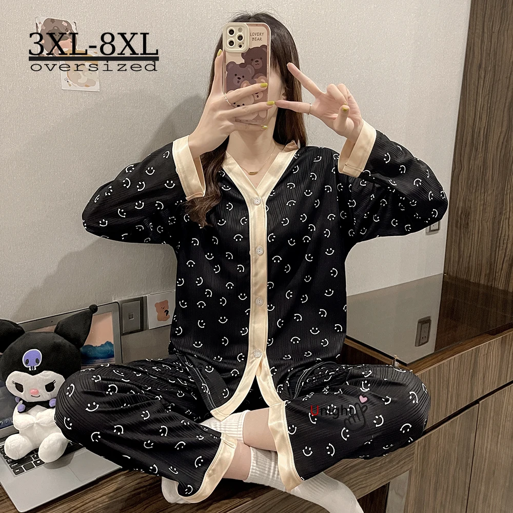 

Пижамный комплект Женский Летний из двух предметов, одежда для сна большого размера 3XL 8XL, домашняя одежда, домашний костюм, одежда для отдыха