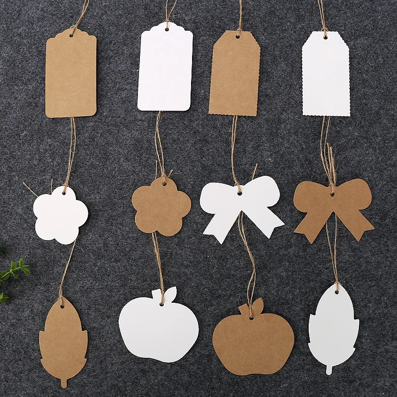 

50pcs/lot Kraft Paper Cards Gift Tags Flower Leaf Scalloped Edge Cards for Handmade Wedding Party Packing Tags Hanging Lables