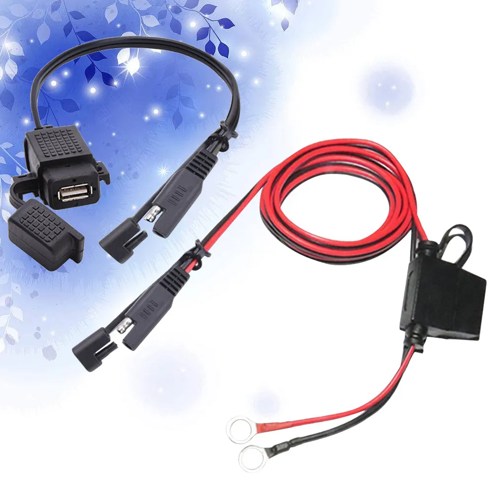 Черный адаптер Sae на USB для мотоциклов, 12-24В, быстрая зарядка, материал ABS с медными контактами, совместим с большинством USB-устройств, включая (art.: 3920d7b653b42) - 3920d7b653b42